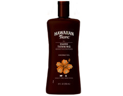 Hawaiian Tropic Dark Tanning Oil ingredients panel emphasizes antioxidant-rich care