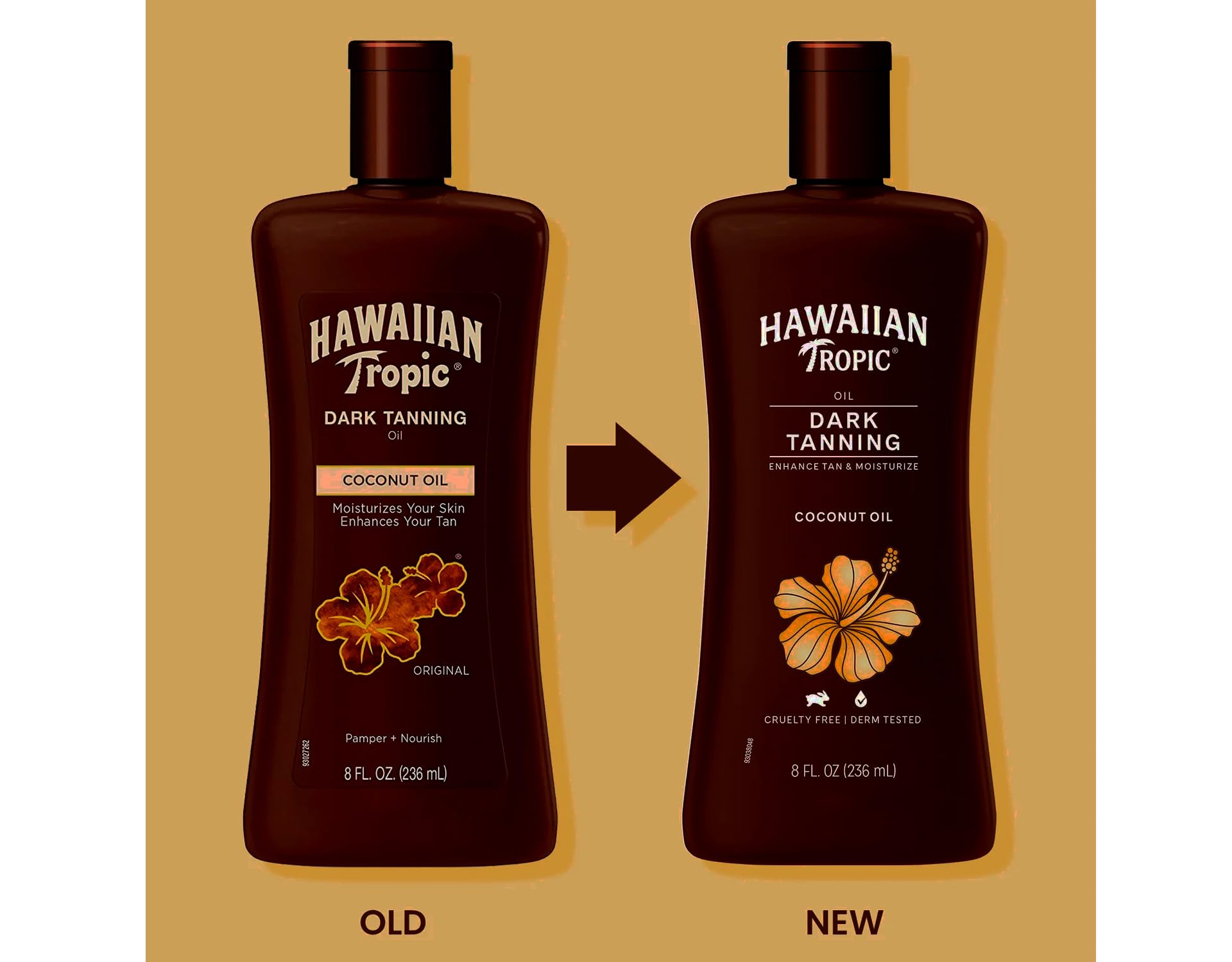 Hawaiian Tropic label close-up showcasing tropical botanicals for skin nourishment