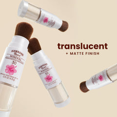 Hawaiian Tropic Mineral Powder Sunscreen Brush travel-size compact for on-the-go protection.