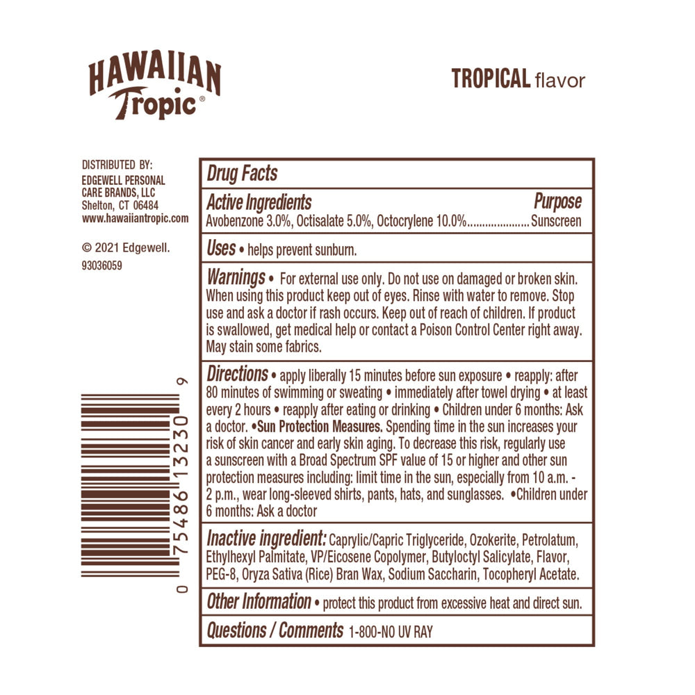 Hawaiian Tropic Tropical Lip Balm compact travel-size for beach days
