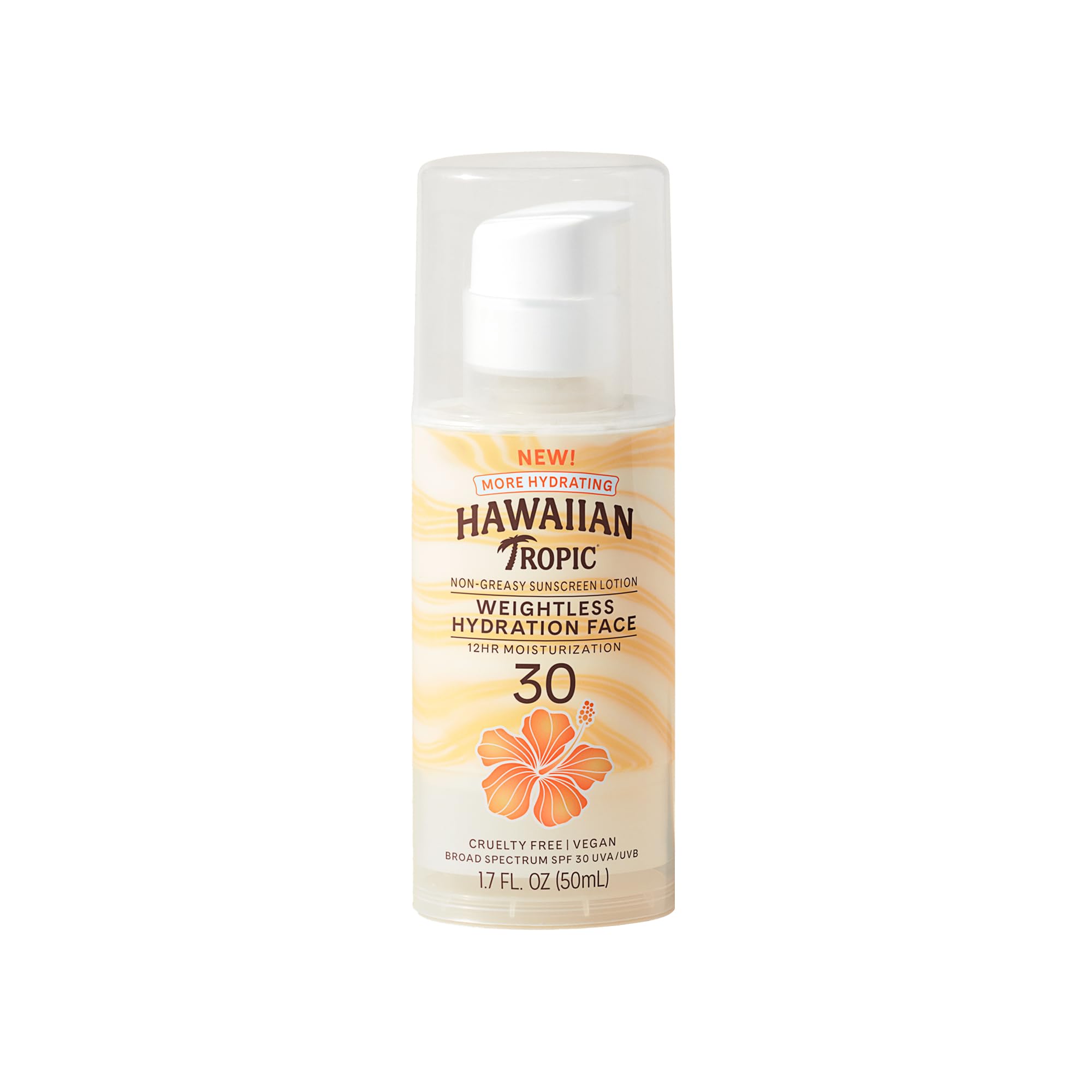 Hawaiian Tropic Weightless Hydration Face Sunscreen pump for easy reapplication