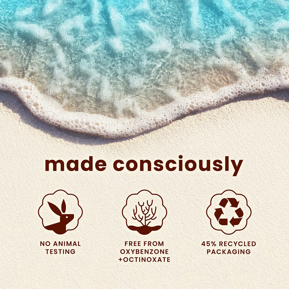 Hawaiian Tropic packaging made with 45% recycled materials.