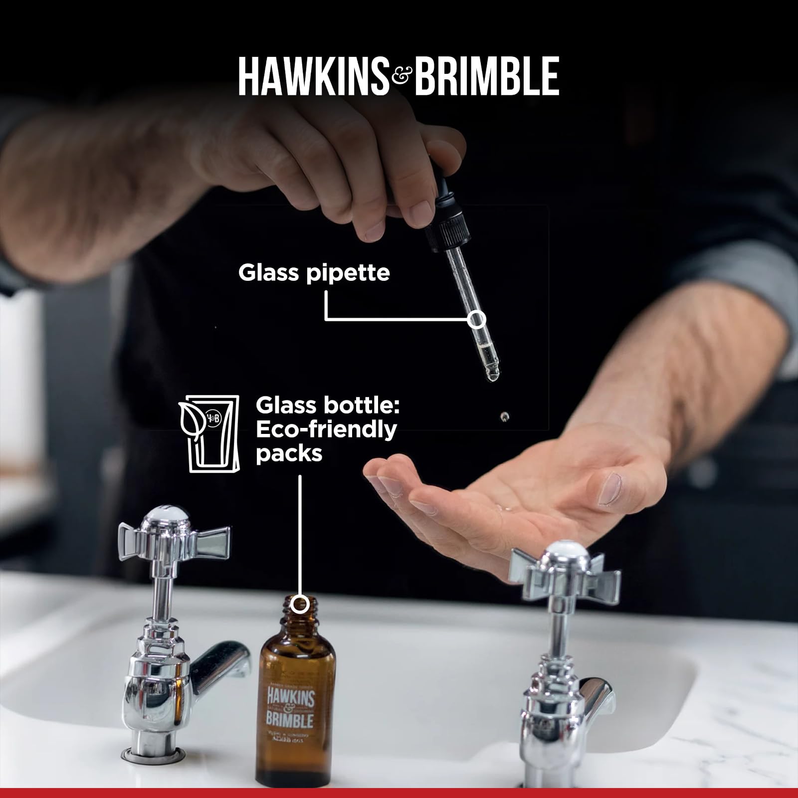 Hawkins & Brimble beard oil sandalwood scent close-up