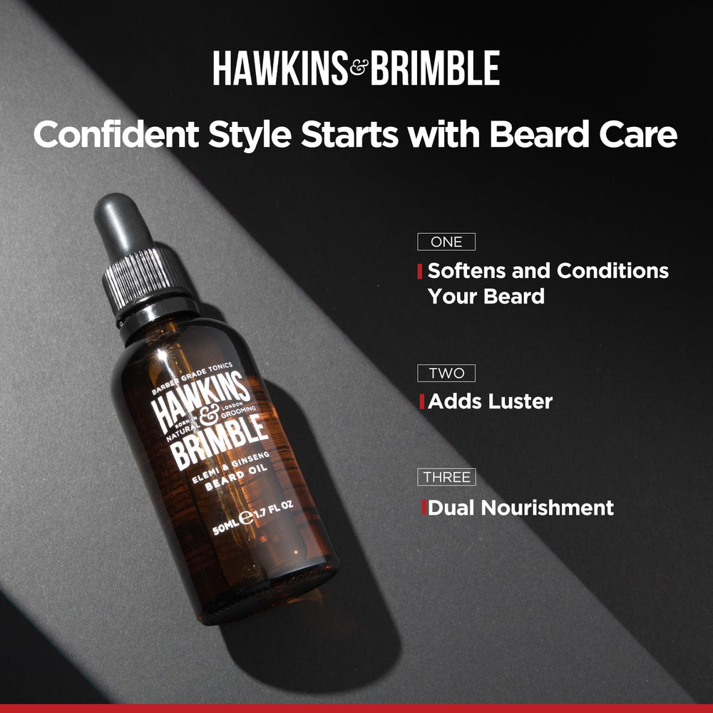 Hawkins & Brimble beard oil smooth texture on coarse beard