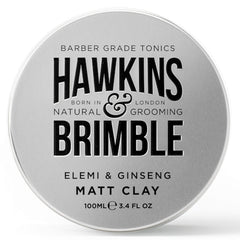 Hawkins & Brimble Matt Clay bottle-dispense shows long-lasting matte hold for all-day style