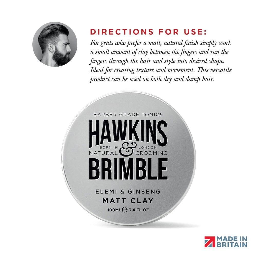 Hawkins & Brimble Matt Clay damp-hair restyle demonstrates versatility