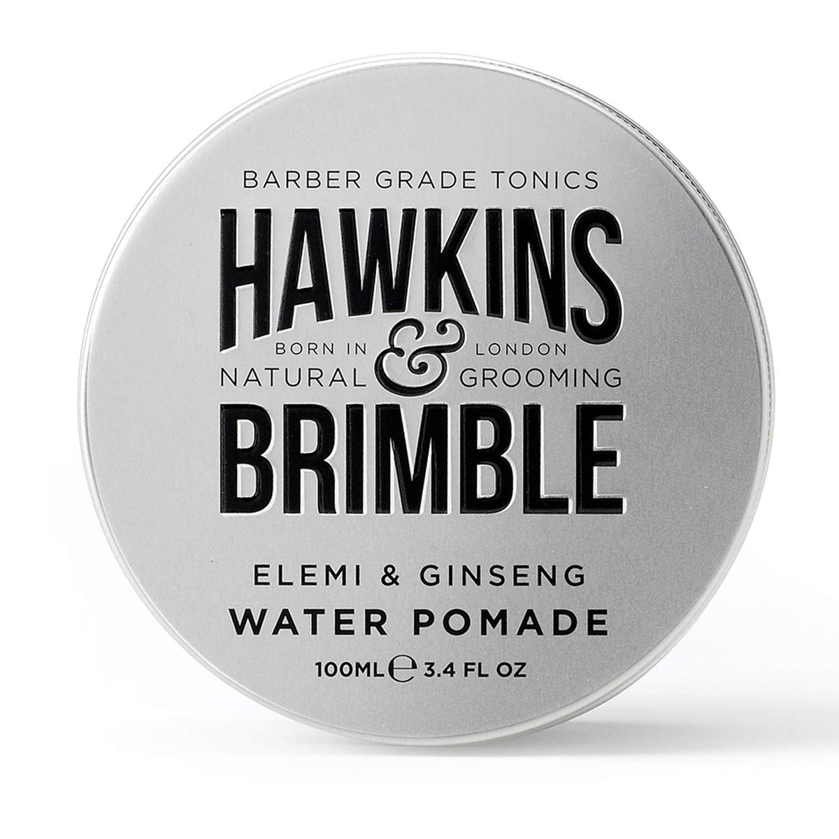 Hawkins & Brimble Strong Hold Pomade bottle for all-day hold and easy washing