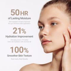 HAYEJIN RiceFila Milk Toner ingredients pack highlighting fermented rice bran and plant oils.