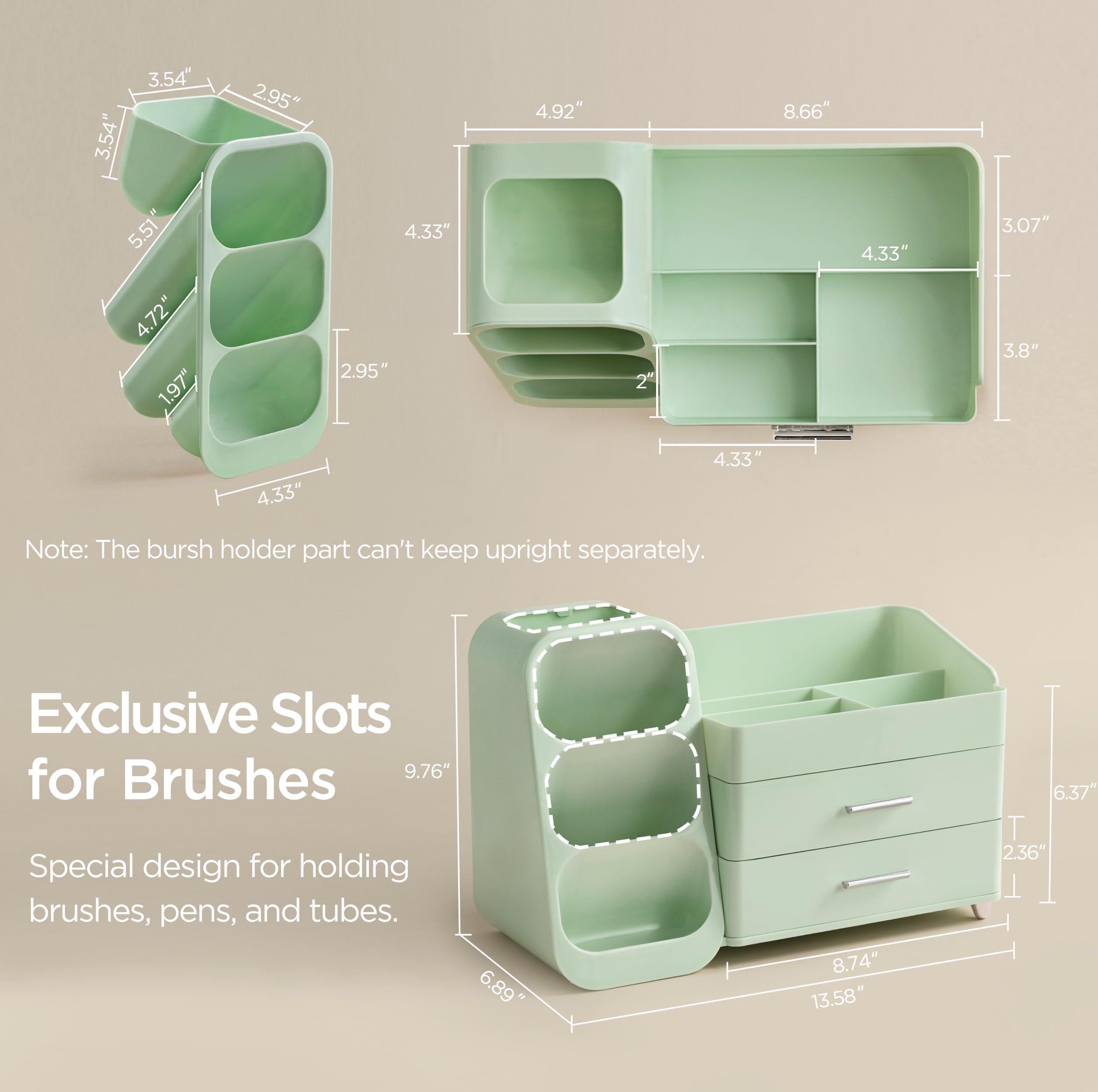 HBlife makeup organizer brush slots keep brushes tangle-free and ready