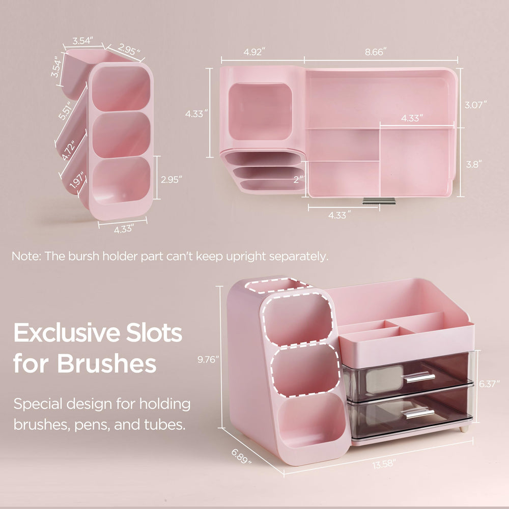 HBlife makeup organizer brush-slots-left makes brushes easy to grab.