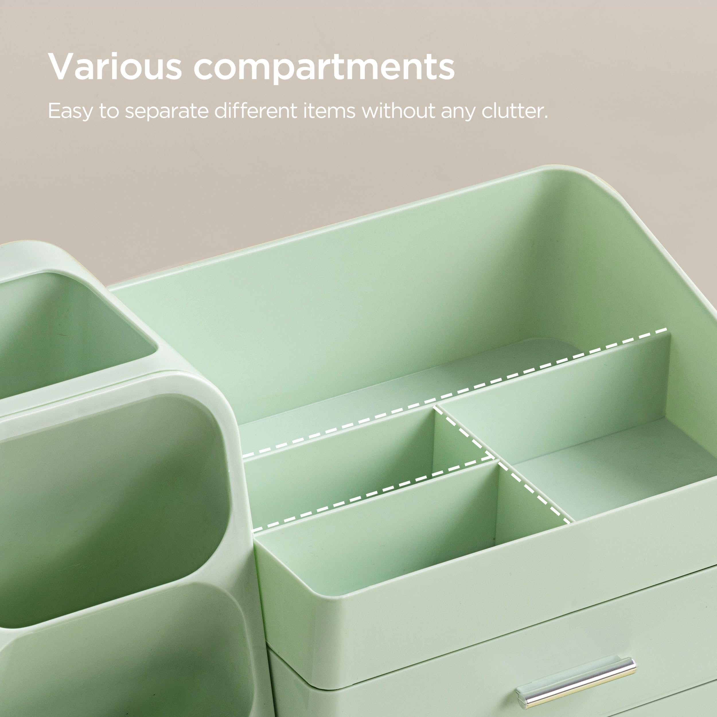 HBlife makeup organizer capacity image demonstrates fits 30+ items