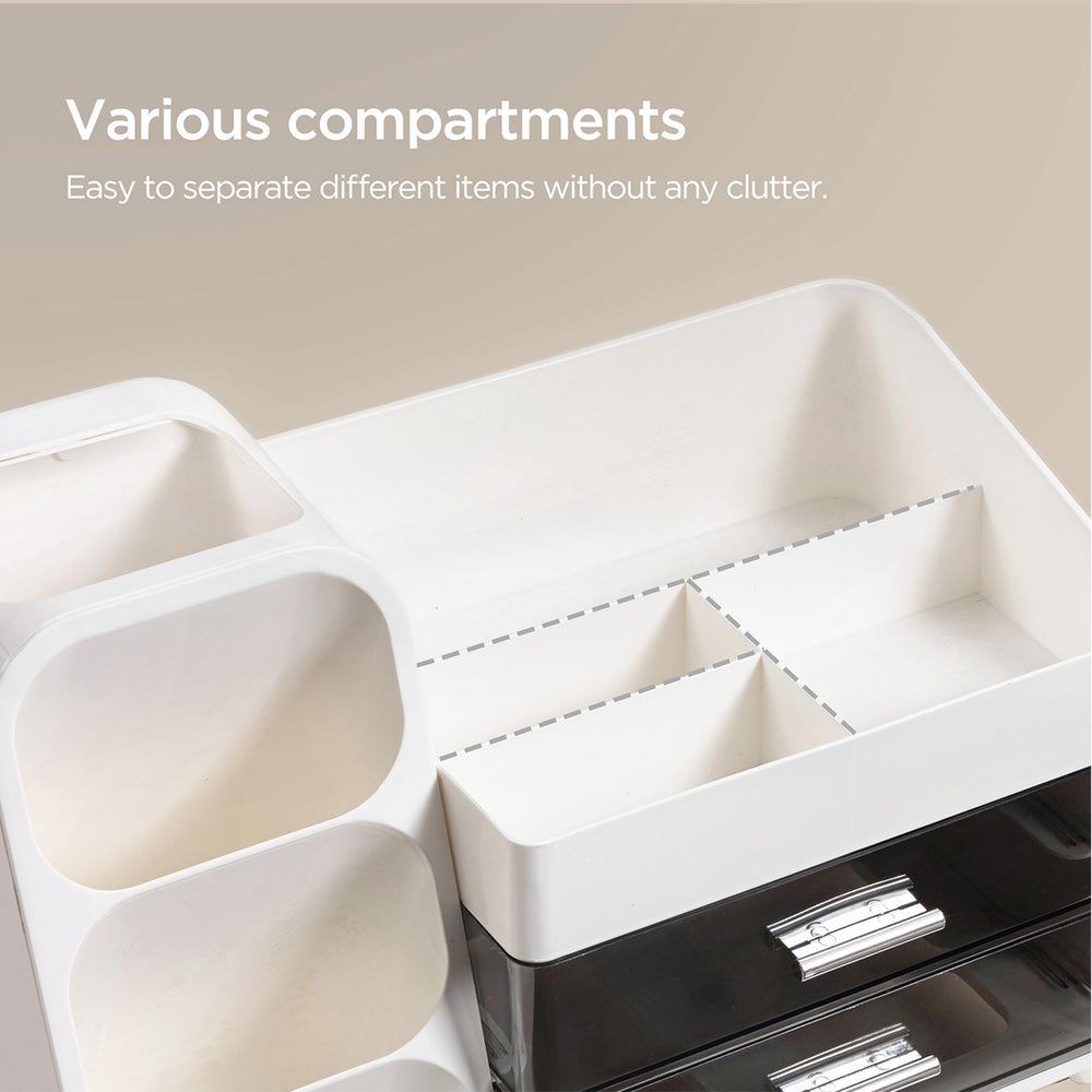 HBlife makeup organizer clean surface simplifies maintenance with simple wipe-down.