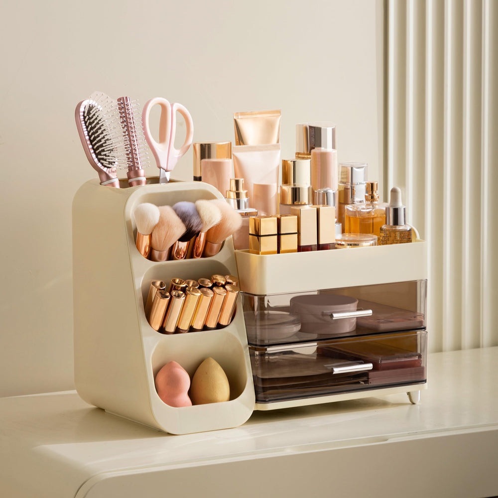 HBlife makeup organizer drawers neatly store bottles and lipsticks, saving counter space