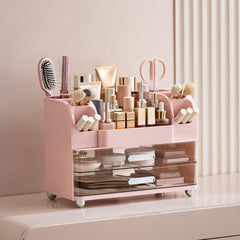 HBlife makeup organizer drawers provide quick storage for lipstick and brushes.