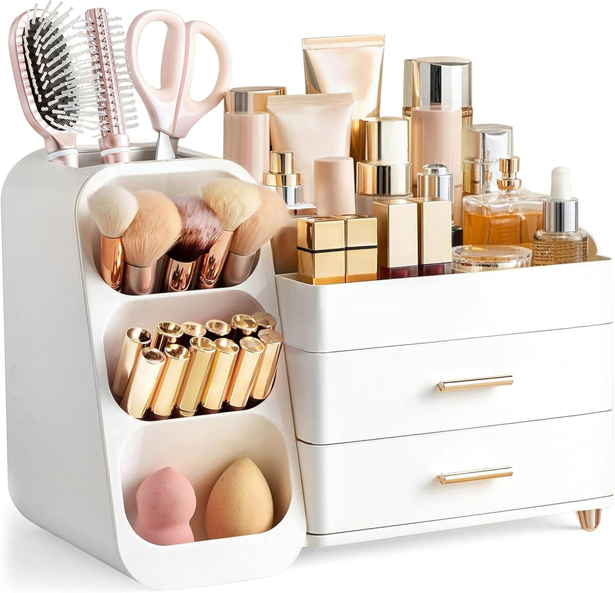 HBlife makeup organizer with large-capacity storage and top compartments for easy access.