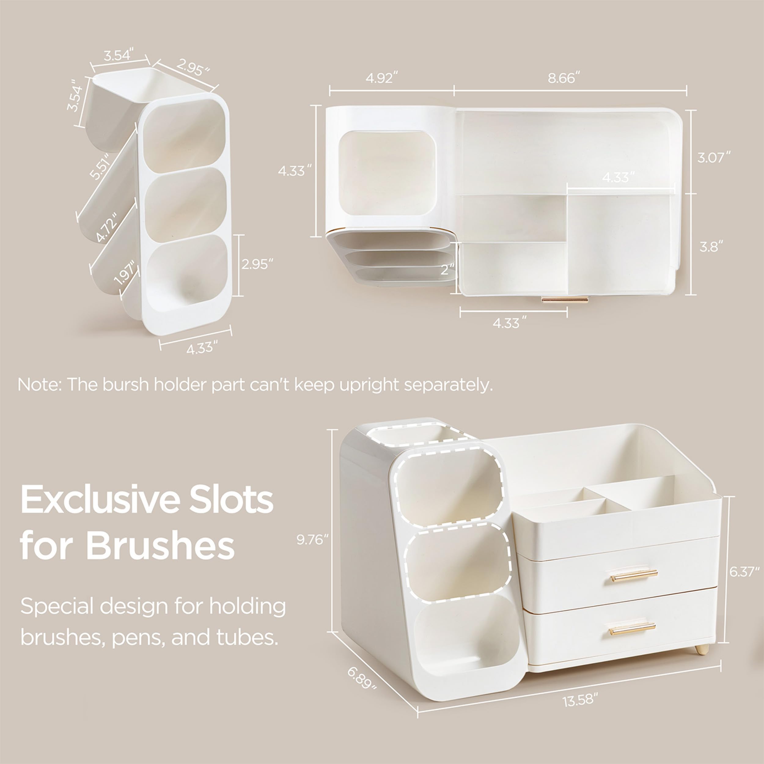 HBlife makeup organizer multi-purpose storage on vanity or desk keeps items organized.
