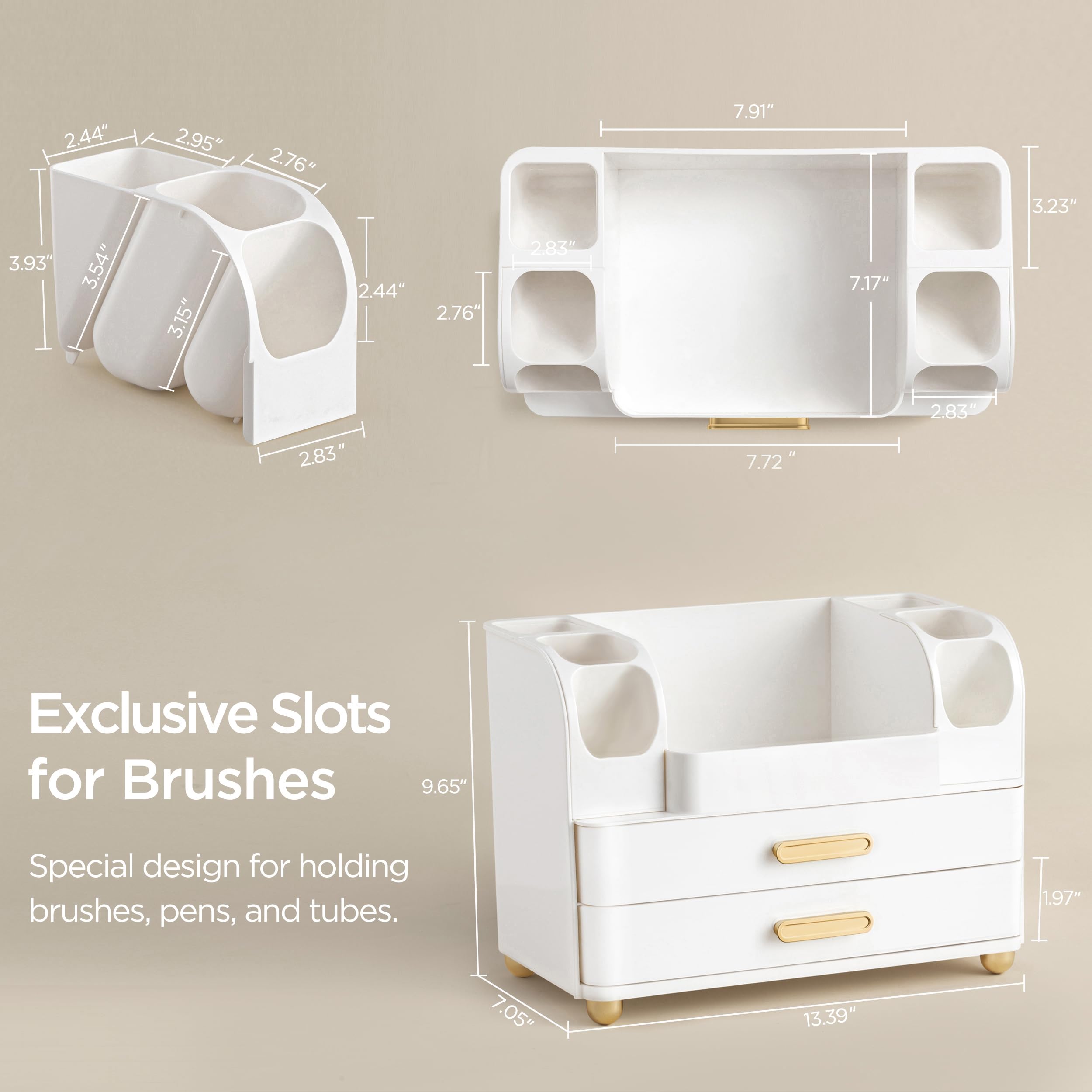 HBlife side slots hold brushes and tubes for fast grab-and-go makeup