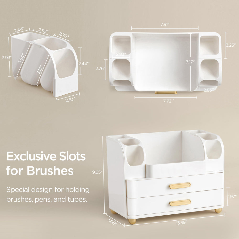 HBlife side slots hold brushes and tubes for fast grab-and-go makeup