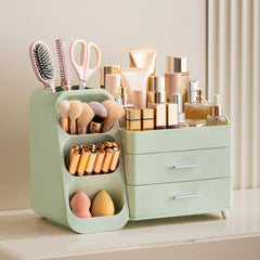 HBlife makeup organizer top compartments highlight organized lipstick and palette storage