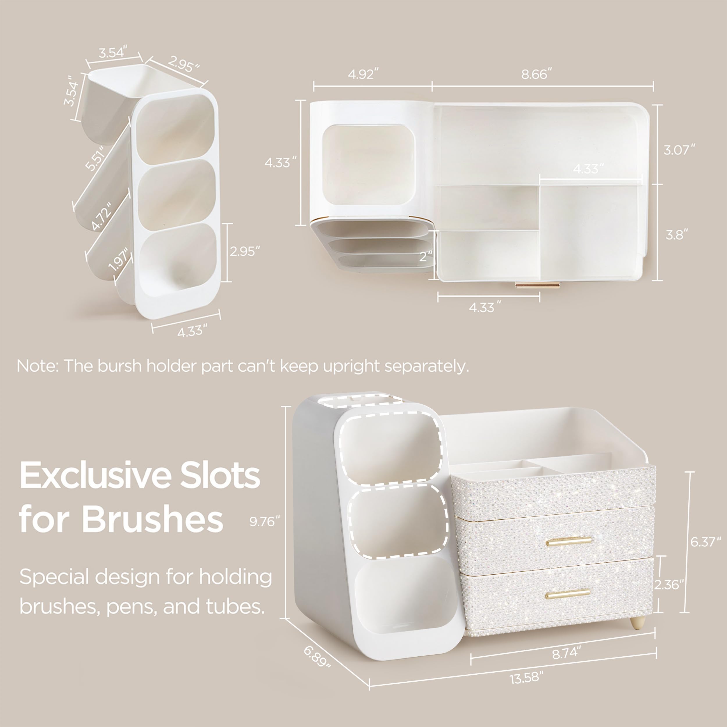 HBlife top compartments organize brushes and tools for quick access.