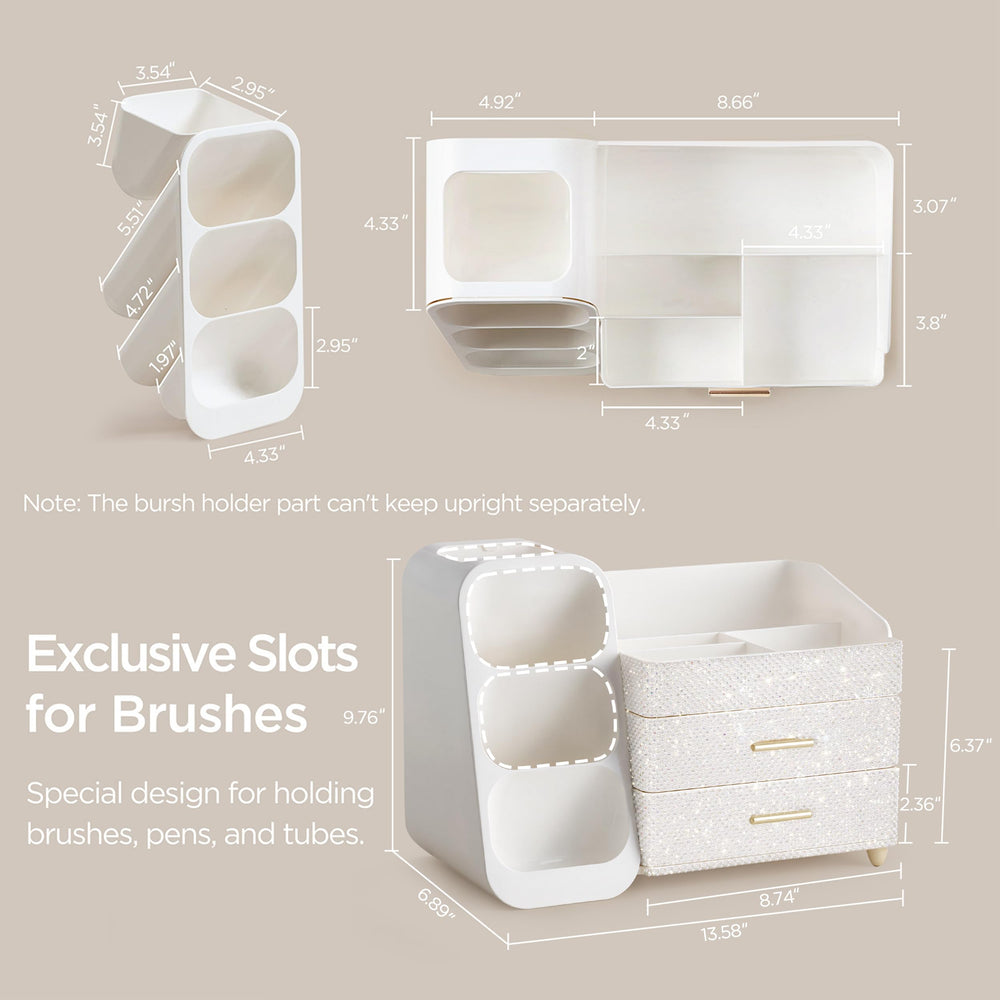 HBlife top compartments organize brushes and tools for quick access.