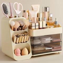 HBlife makeup organizer top compartments keep palettes accessible for quick vanity routines
