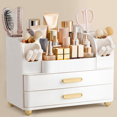 HBlife makeup organizer on vanity with top compartment for easy access to essentials