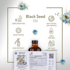 HBNO black seed oil ingredients panel provides transparent sourcing