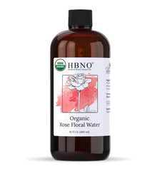 HBNO California Rose Water bottle front view for facial mist and hair fragrance.