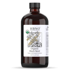 HBNO Organic Black Seed Oil 16oz bottle for daily skincare and wellness routines