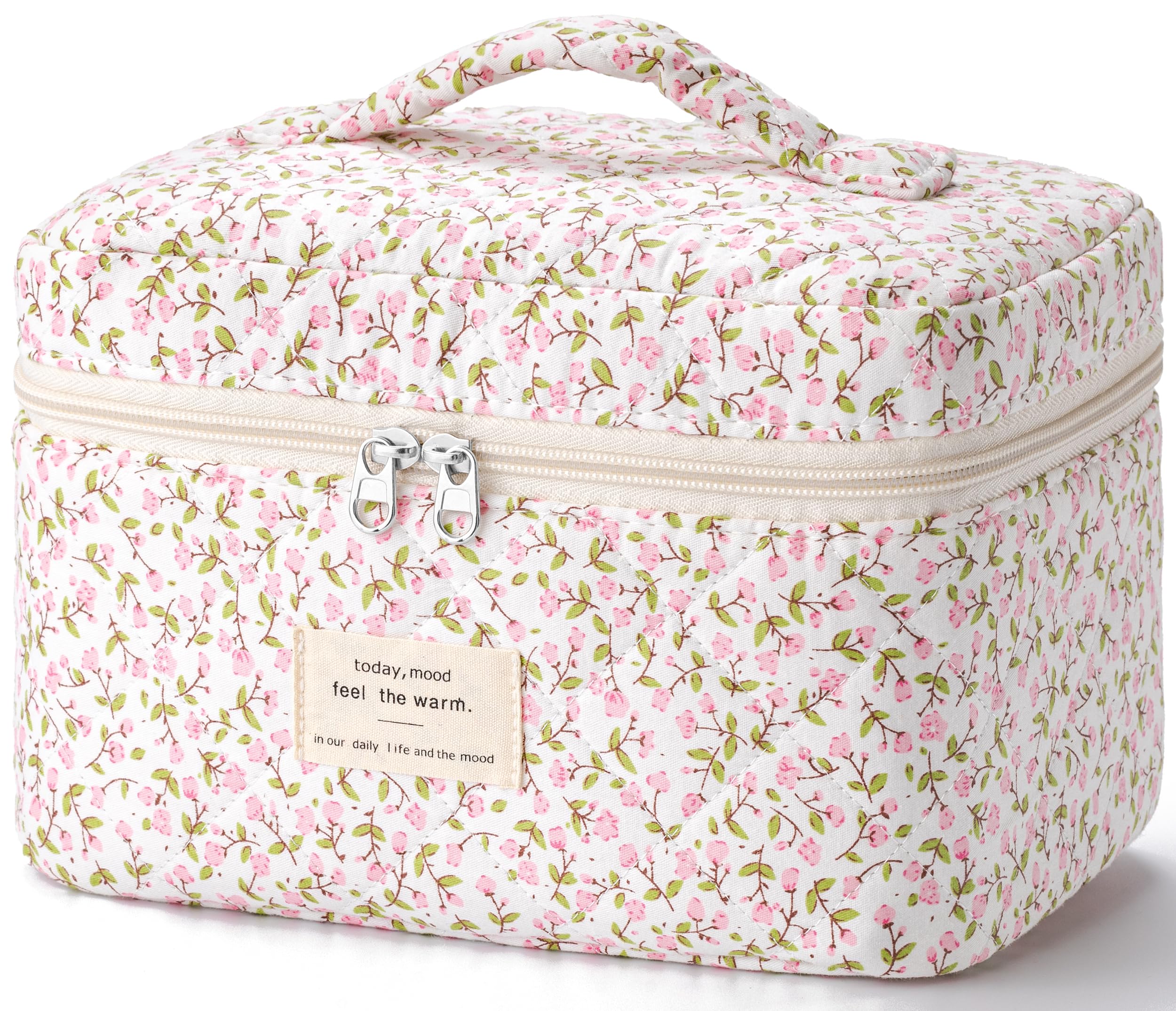 HBselect large quilted makeup bag with ample interior for cosmetics on the go