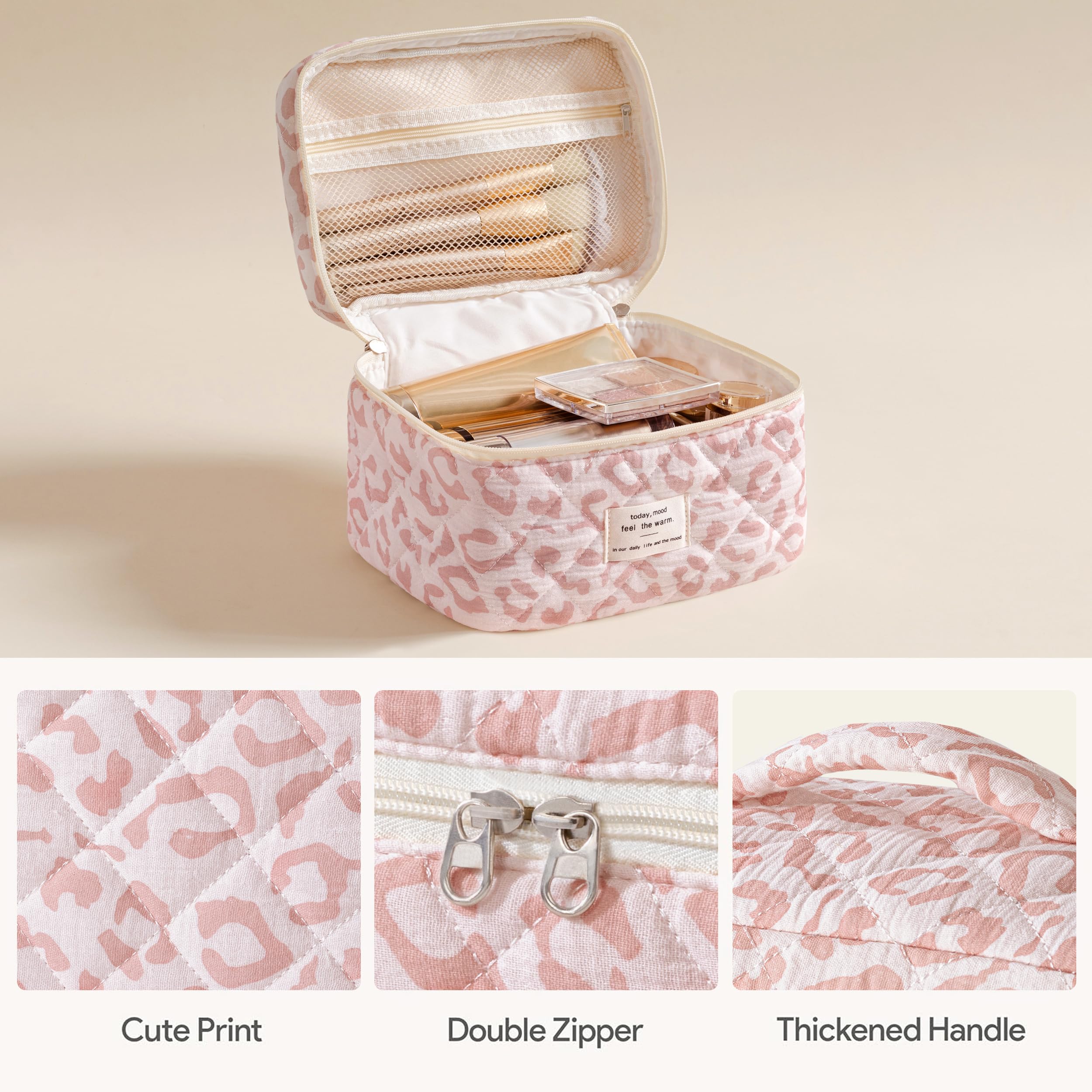 HBselect cotton travel makeup bag large size ideal for brushes and skincare.