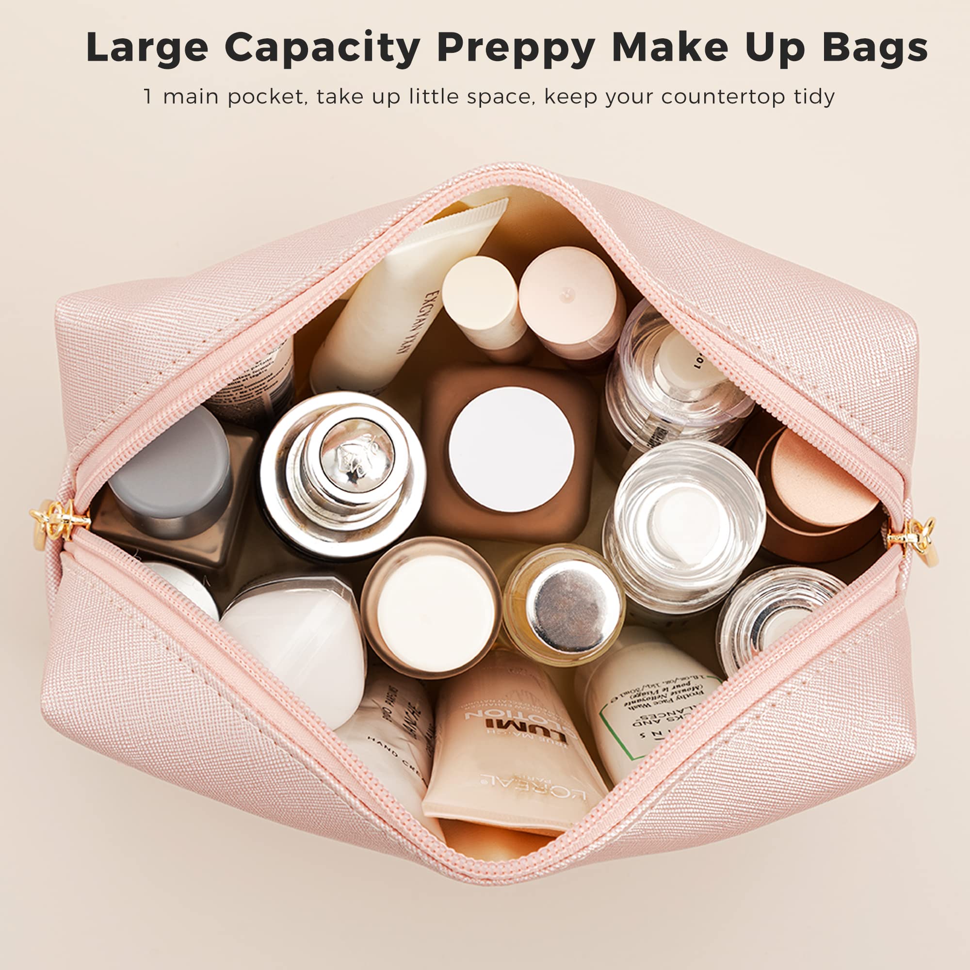 HBselect preppy design with gold-tone zipper elevates everyday routines.