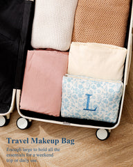 HBselect Initial Quilted Makeup Bag floral pattern for stylish accessory
