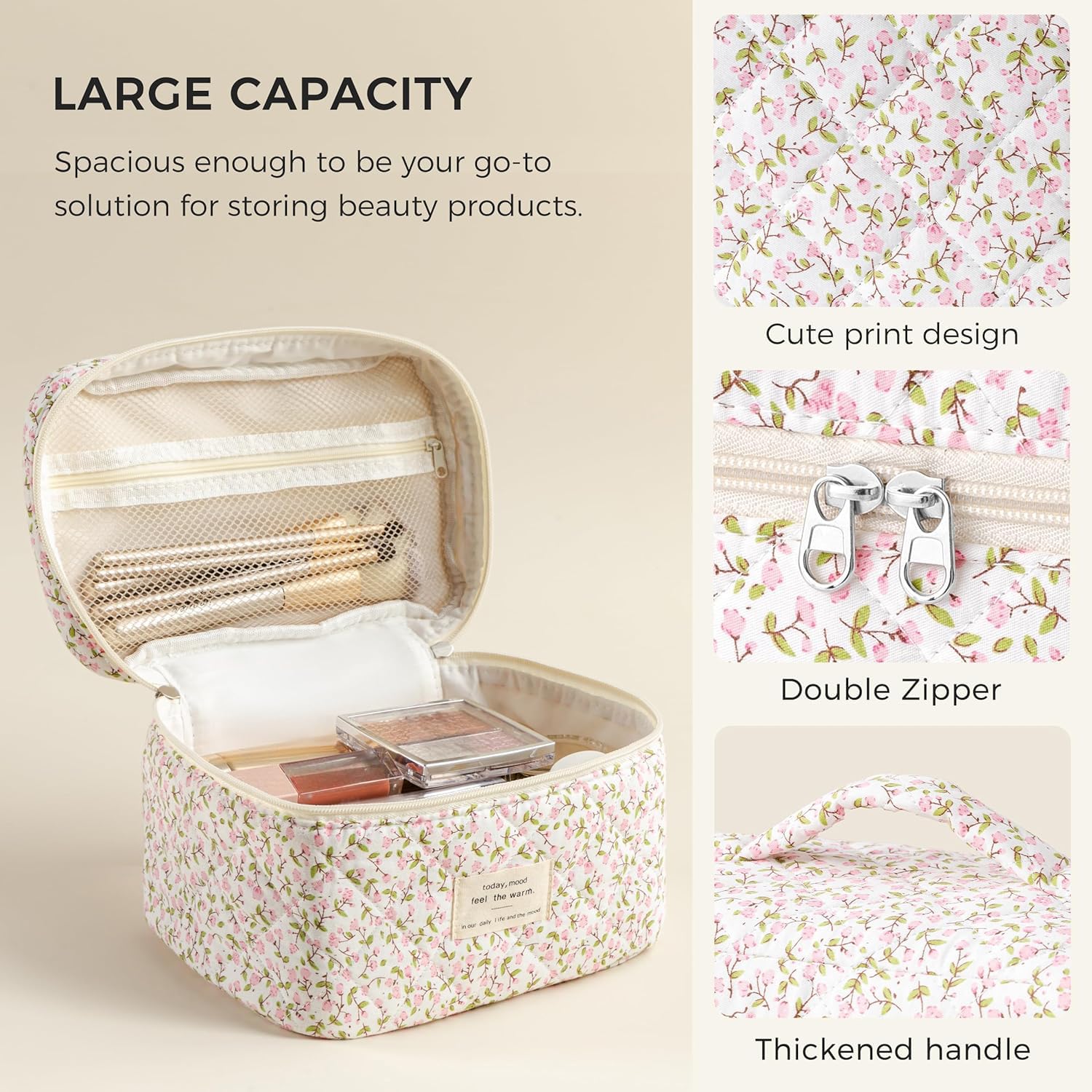 HBselect interior mesh pockets help organize brushes and small items neatly