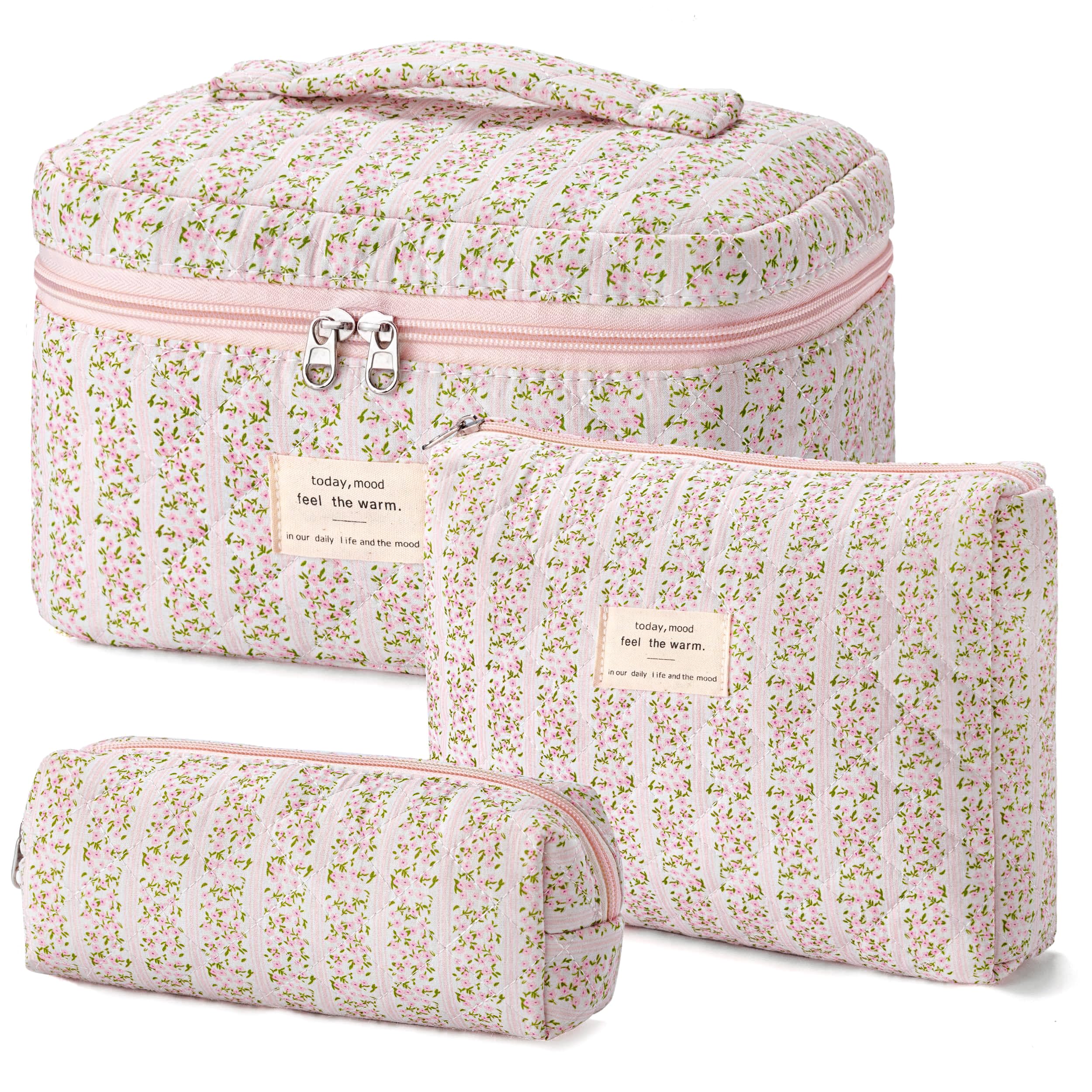 HBselect quilted makeup bag with cotton material for easy cleaning and durability
