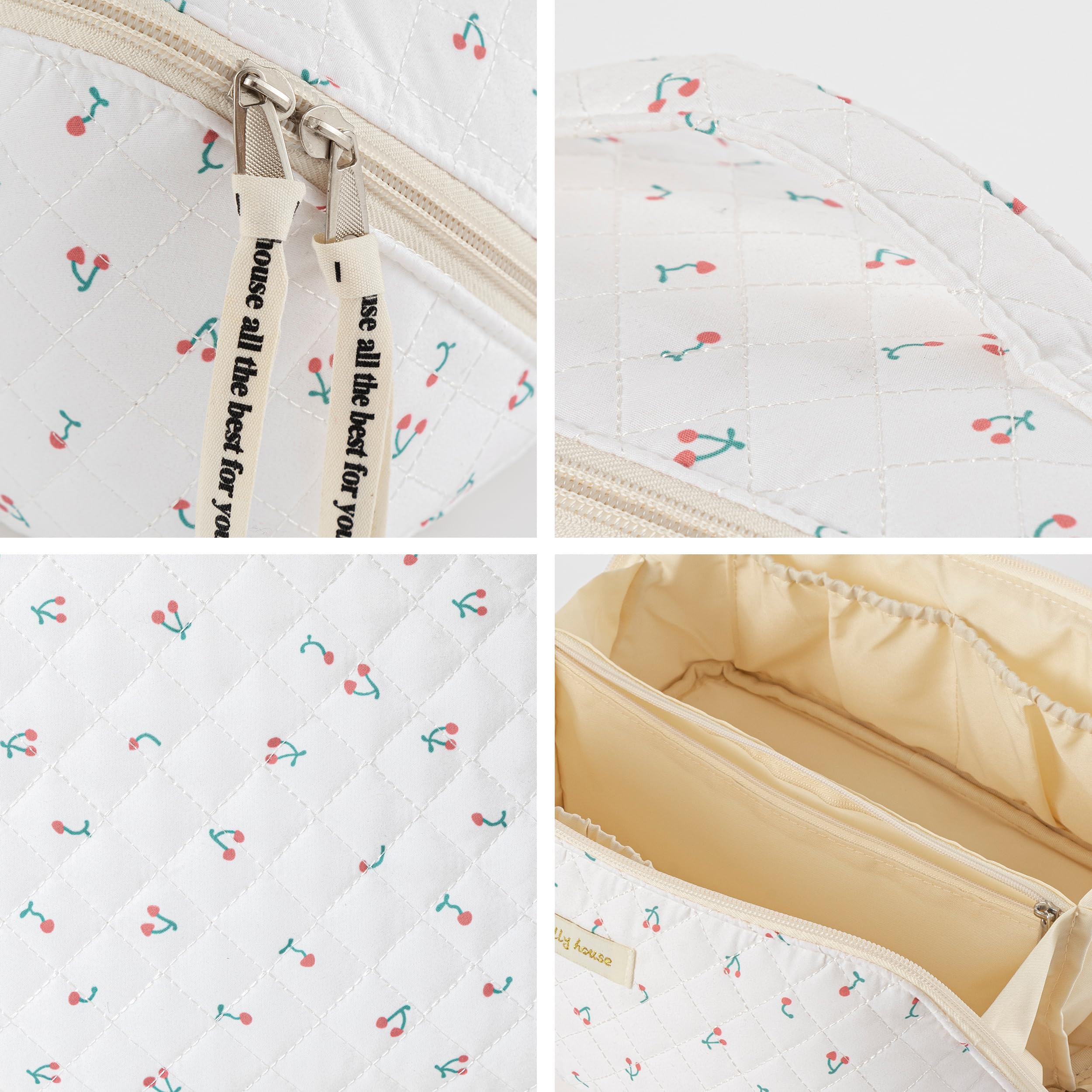 HBselect quilted makeup bag suitable for home, travel, and daily use.