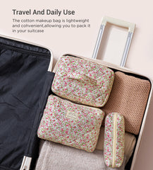 HBselect quilted makeup bag floral pattern zipper detail ideal for secure travel storage