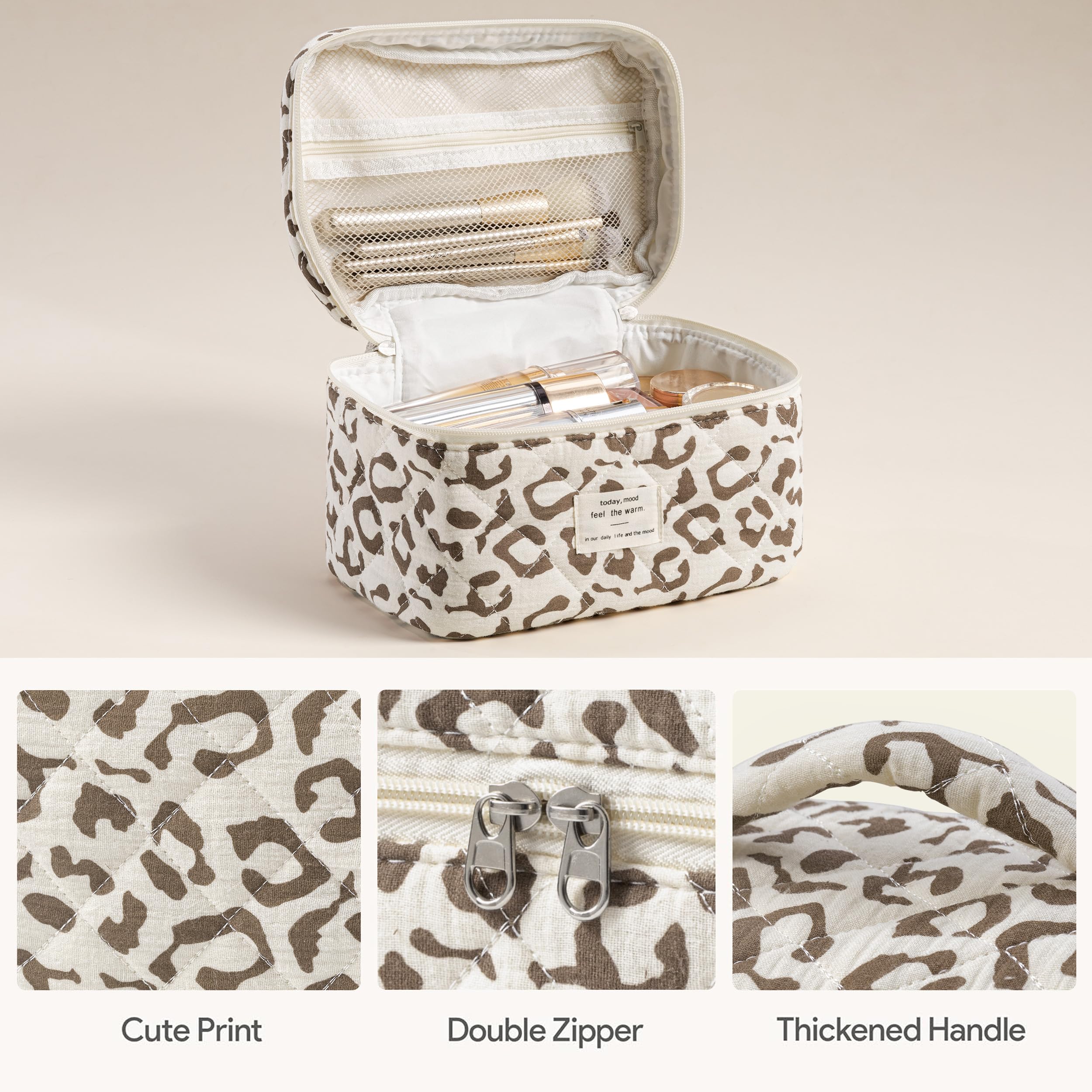 HBselect Quilted Makeup Bag floral-pattern ideal for stylish weekend getaways