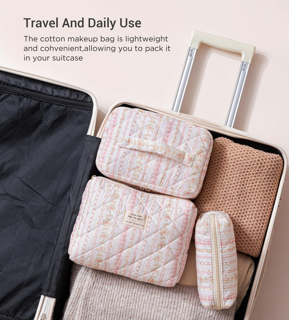 HBselect quilted makeup bag floral pattern emphasizes feminine style and everyday practicality.