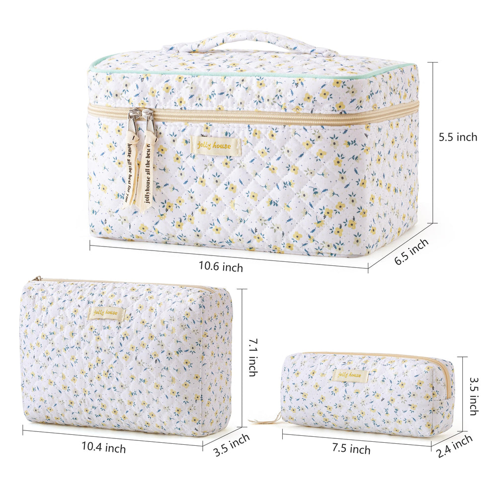 HBselect quilted makeup bag interior organized, fits brushes, lipsticks, and skincare neatly.