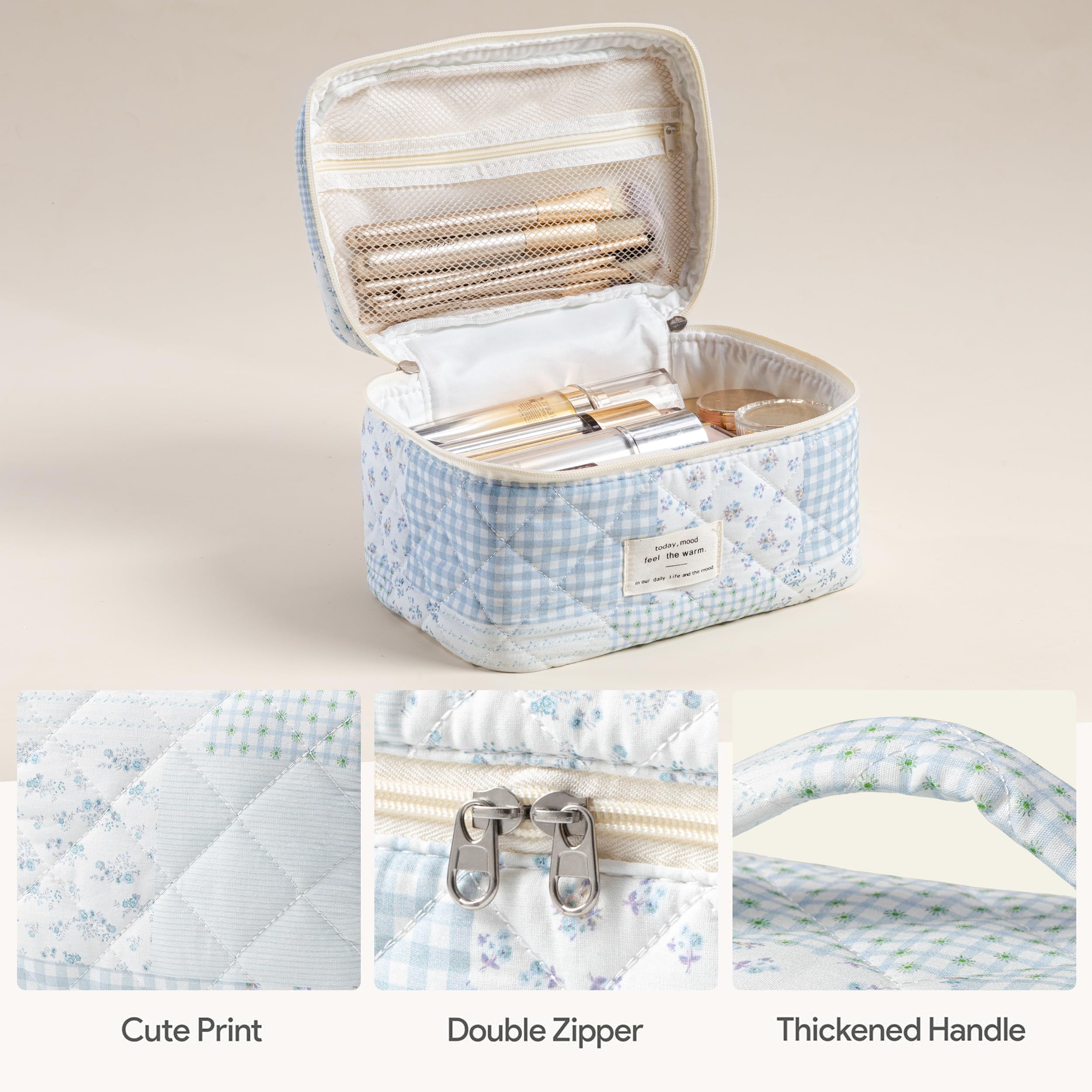 HBselect large-capacity bag stores cosmetics, brushes, and toiletries for travel days.
