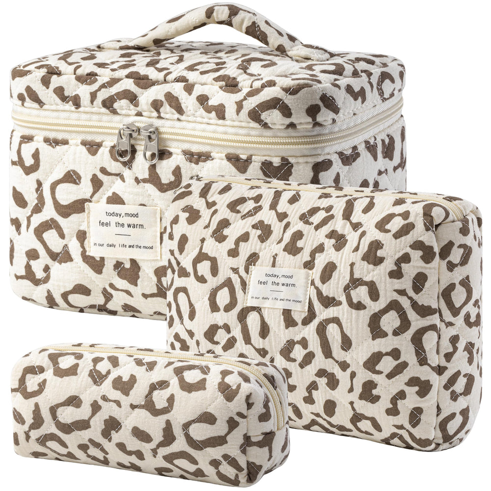 HBselect Quilted Makeup Bag large cotton-floral design keeps cosmetics organized on travels