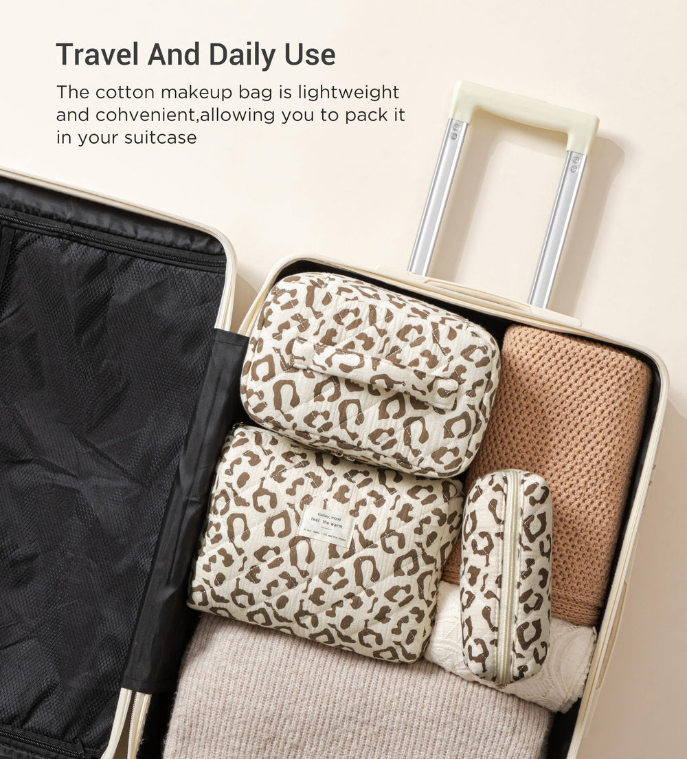 HBselect Quilted Makeup Bag travel-set keeps toiletries together during flights