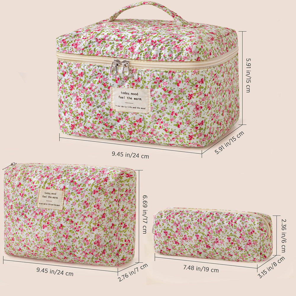 HBselect quilted makeup bag zipper detail with easy-to-pull closure