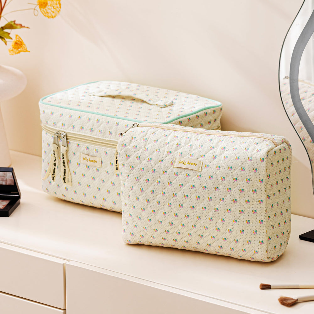 HBselect travel makeup bag foldable sides fits in a suitcase for easy packing.