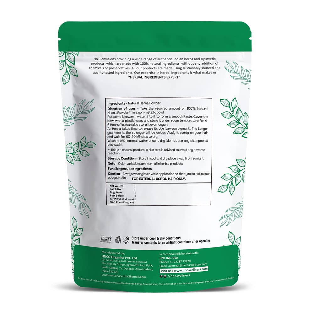 Close-up of H&C Henna powder organic leaves highlighting purity and plant-based color.