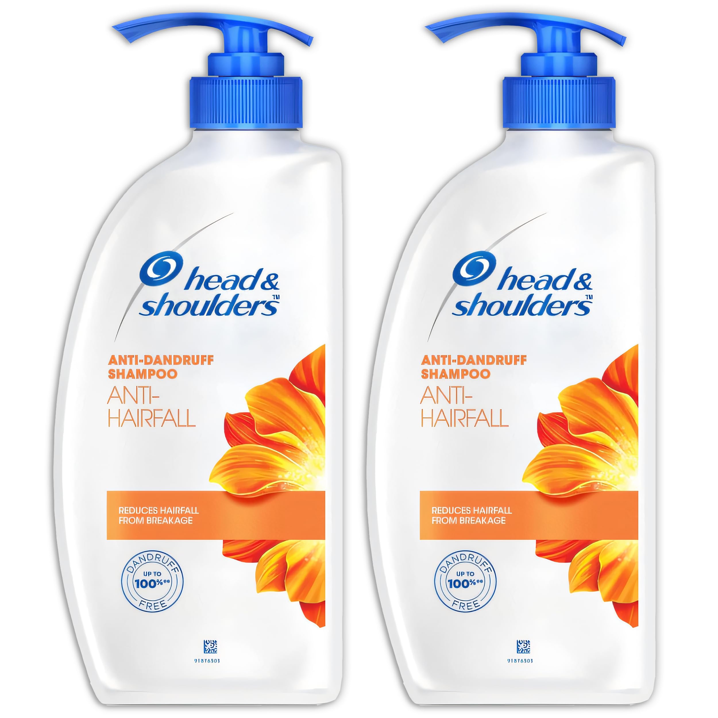 Head & Shoulders anti-dandruff shampoo pump bottle front, two-pack convenience for daily scalp care.