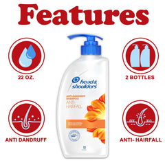 Head & Shoulders shampoo pump bottle side view highlighting compact family-sized packaging.