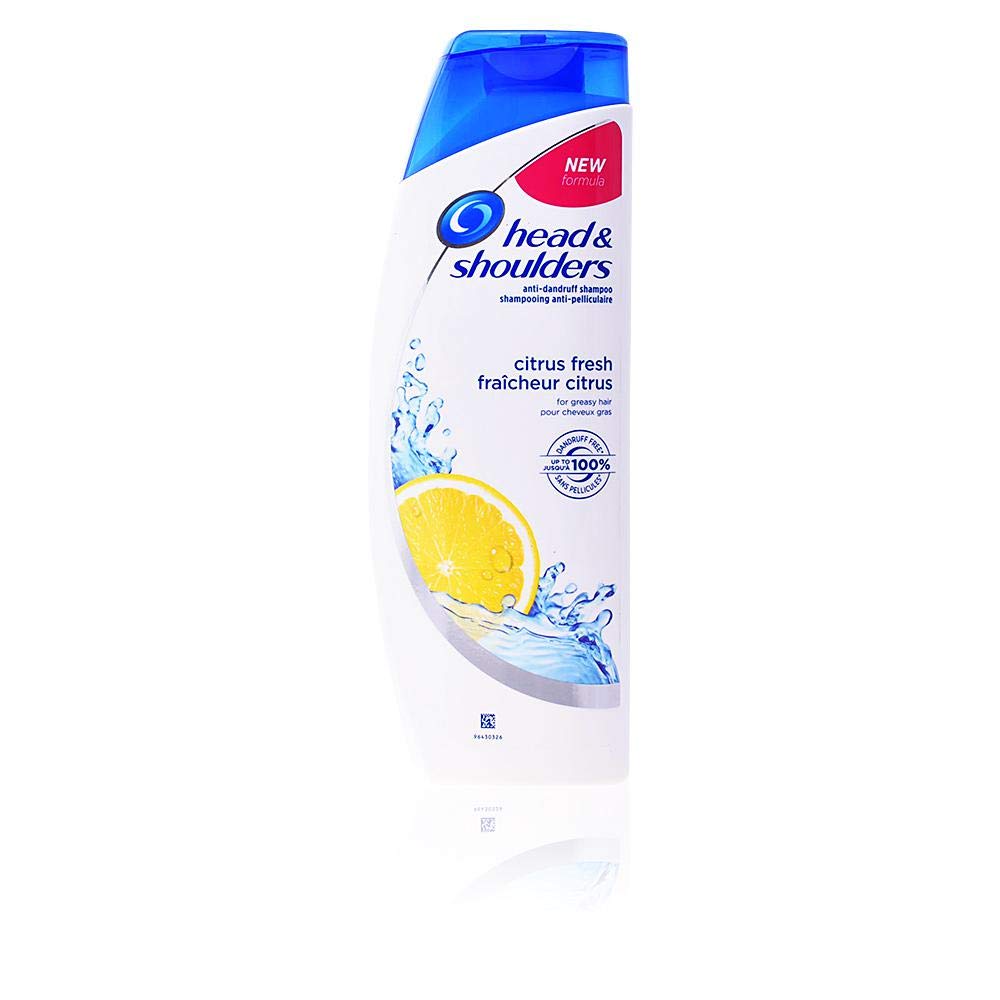 Head & Shoulders Citrus Fresh shampoo bottle top view for refreshing dandruff protection.